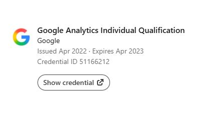 Google Analytics Individual Qualification Certificate